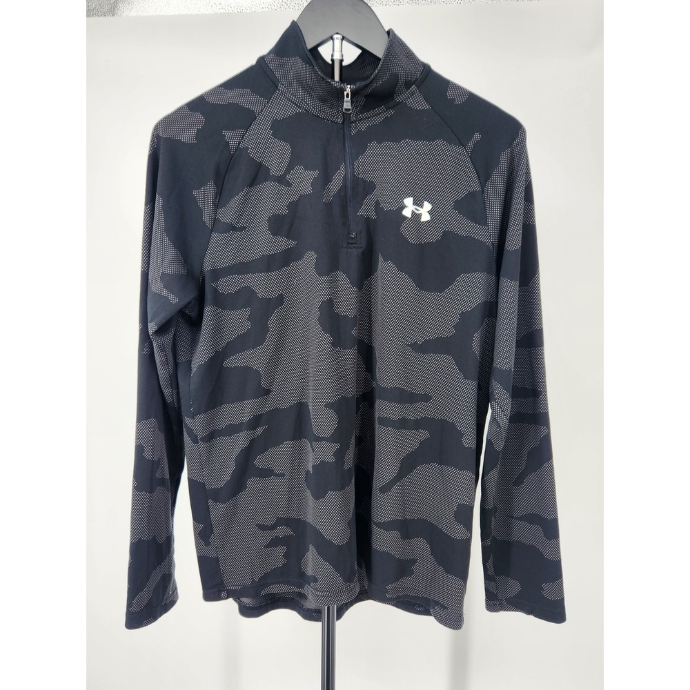 Under Armour Mens 1375664 Camo 1/4 Zip Pullover Black Grey Size Medium MD